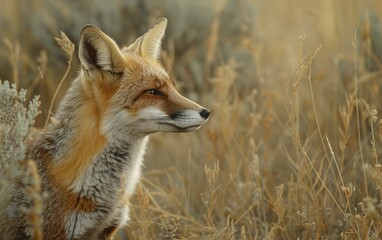 Serene Fox in Golden Field