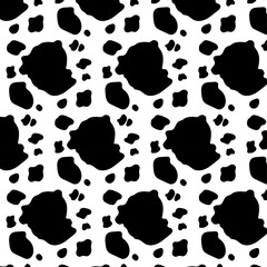 Fototapeta premium Black cow print pattern animal seamless. Cow skin abstract for printing, cutting, and crafts Ideal for mugs, stickers, stencils, web, cover, wall stickers, home decorate and more.