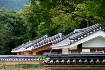 Exterior of the traditional Korean building in the Buddhist temple