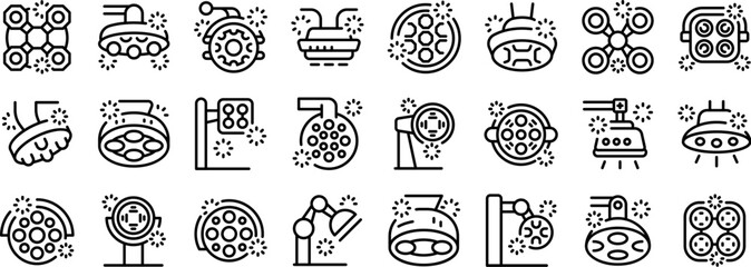 Surgical lamp icons set outline vector. Medical device. Medicine healthcare - 775706843