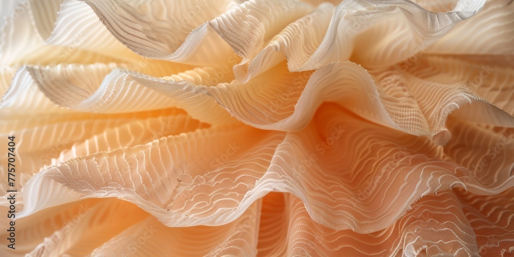 Poster detailed close-up of layered white canvas material with a wavy texture