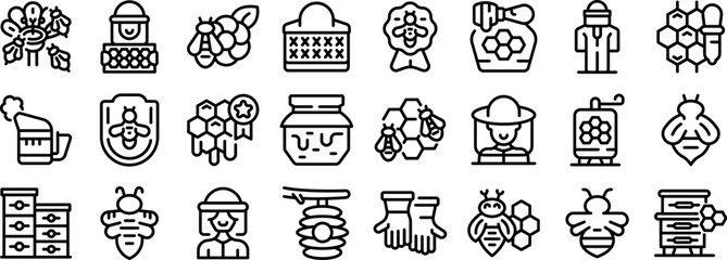 Apiculture business icons set outline vector. Bee insect. Apiary sweet farming - 775707620