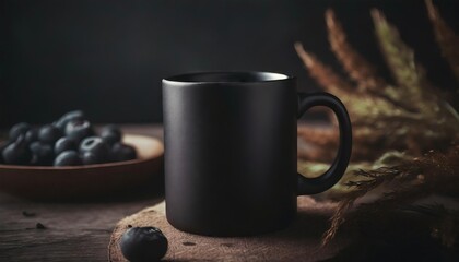 Black matte mug mockup  - obrazy, fototapety, plakaty