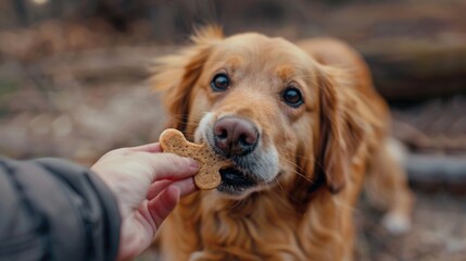 Labrador with his snacks