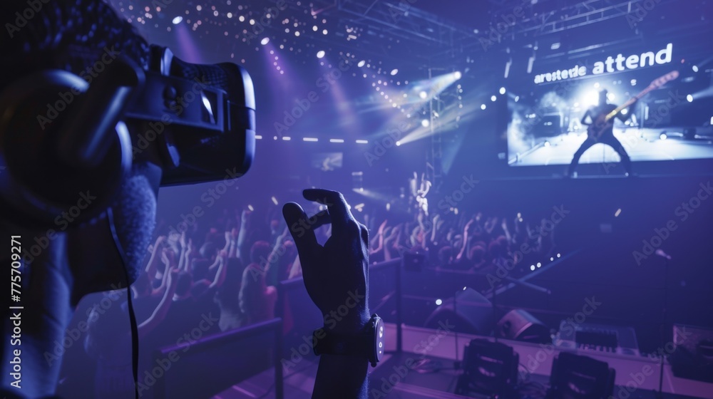 Poster Man Standing in Front of Large Screen