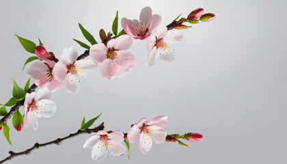 Fototapeta na wymiar exquisite cherry blossom branch isolated on a transparent background for design layouts bright colourful illustration