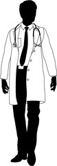 Silhouette doctor man medical healthcare person in a lab coat.