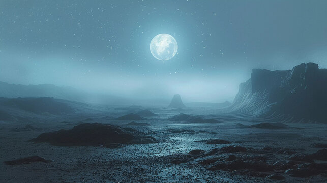 Mystic Moonlight Over Alien Terrain