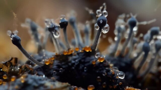 The sporangia vary in size some no larger than a pinhead while others are more than twice the size creating a diverse and fascinating . AI generation.