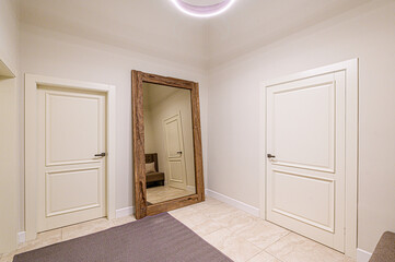 standard room interior apartment. room doors, renovation corridor lobby entrance hall