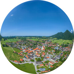 Sommer in Aschau an der Kampenwand nahe des Chiemsee in Oberbayern, Little Planet-Ansicht,...