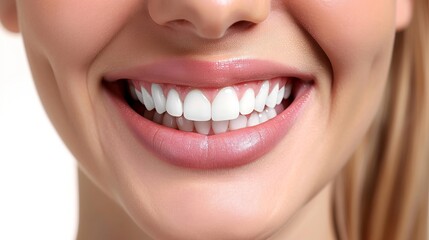 Fototapeta premium Perfect healthy teeth smile of a woman isolated on a white background.