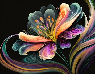 Fluid art-inspired flower