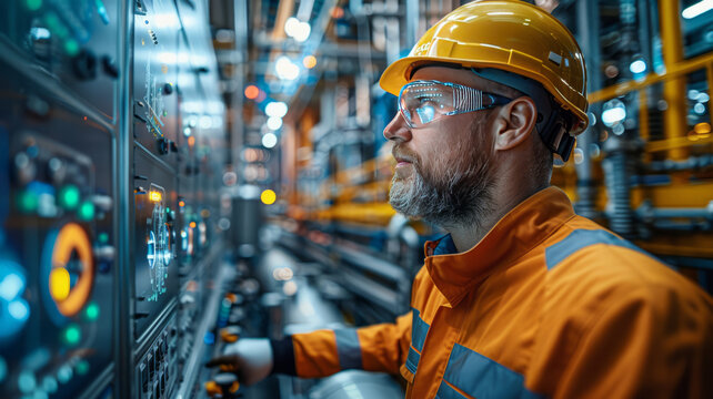 an engineer is looking at the graphs of power curve on the screen in BESS plant.generative ai