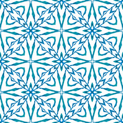 Tiled watercolor background. Blue symmetrical