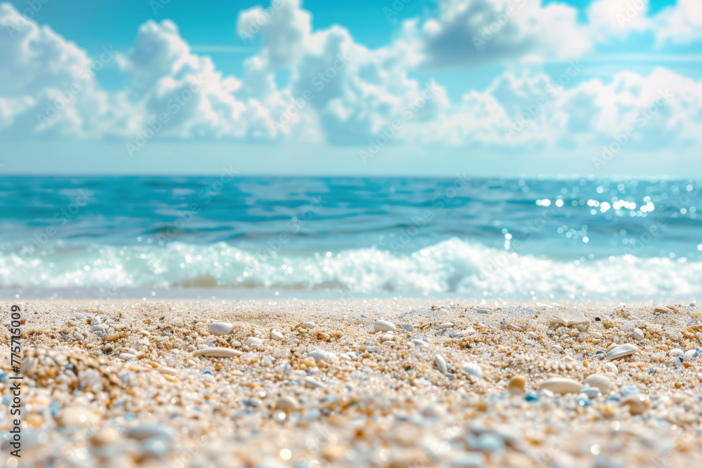 Poster sunny beach and sea. background image. created with generative ai technology.