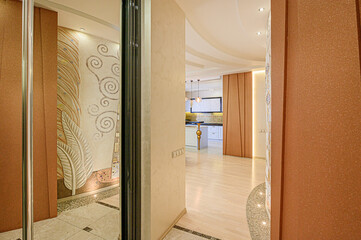 standard room interior apartment. room doors, renovation corridor lobby entrance hall