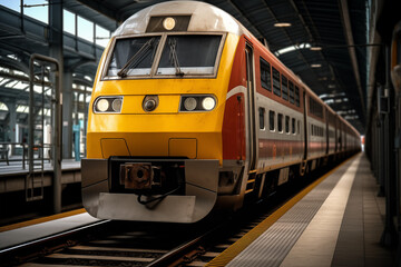 Fototapeta premium Image of train. Train related topics. Vacation by train. Rail strike. Train accident.