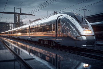 Naklejka premium Image of train. Train related topics. Vacation by train. Rail strike. Train accident.