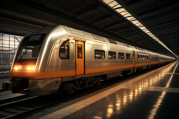 Fototapeta premium Image of train. Train related topics. Vacation by train. Rail strike. Train accident.