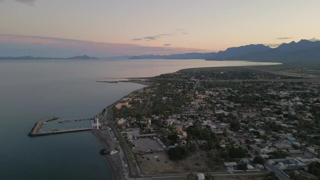 Loreto Baja California Mexico Gulf Famous Peninsula, colonial town drone aerial