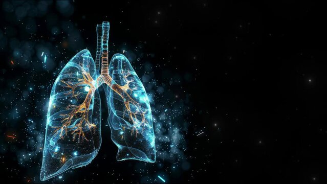 Radiology concept. Diseases of the lungs in the picture lung cancer concept. Medical Illustration. Copy space