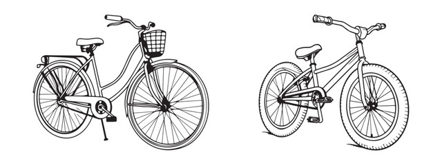 Bicycle icon symbol set, vector illustrations on white background