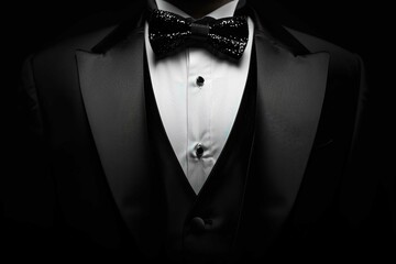 tuxedo on black background