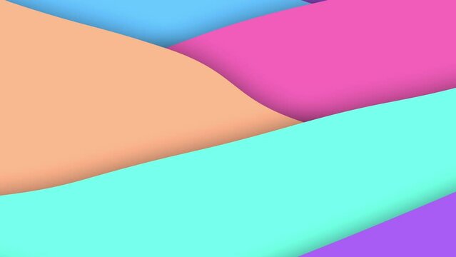 Live wallpaper animation from wavy shapes filled colorful shapes with parallax effect, 4K seamless loop abstract background