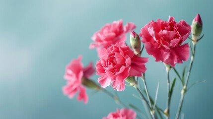 Pink carnation flowers with a fresh look in full bloom showcasing botany and nature
