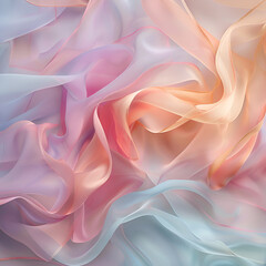Obraz premium Abstract wavy fabric background with a soft blend of pink and blue colors.