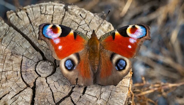 Scarlet Splendor: A Bird's-Eye View of the Regal Peacock Butterfly"