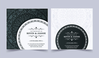 Elegant wedding invitation wth mandala style design