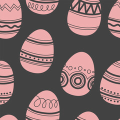 Seamless pattern on dark background Easter eggs vector. Pattern on dark background. Vector illustration