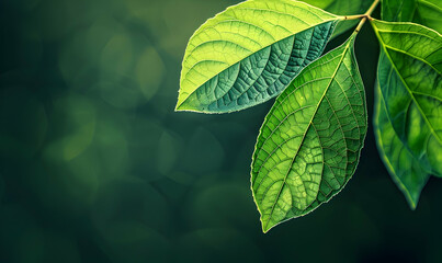 Green leaf with copy space using as background or wallpaper nature concept