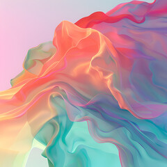 Abstract colorful wavy texture resembling flowing silk fabric.