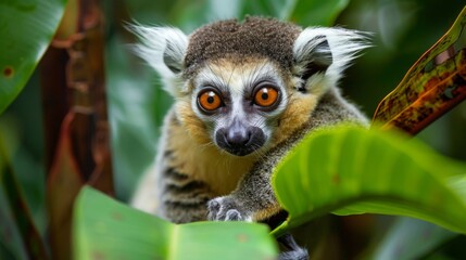 Tiny Animal Perched on Tree Branch