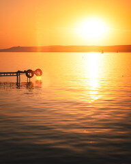 Amazing sunset over lake Balaton in summer