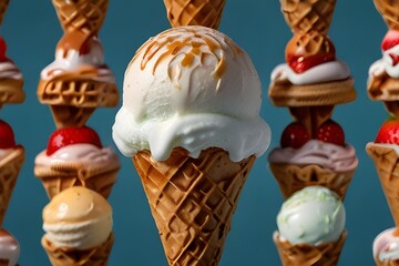 Sweet, colorful, and delicious ice cream treat with an isolated background.

 - obrazy, fototapety, plakaty
