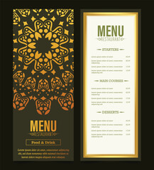 restaurant menu cover with mandala