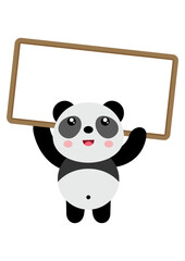 Happy panda holding a blank signboard