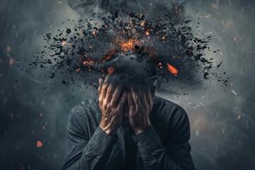 Depression, mental illness and burnout syndrome concept