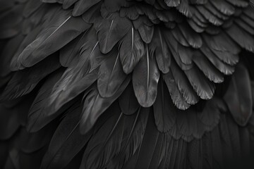Black feathers texture background