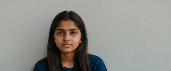 An Indian teen with long dark hair
