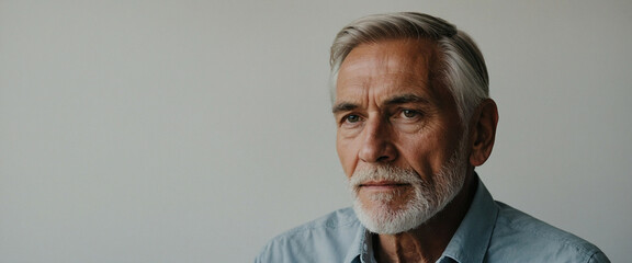 A man with gray hair looks off to the side