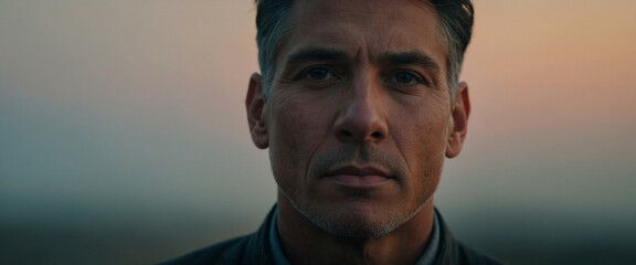 A man against a soft gradient background