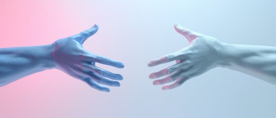 A 3D render featuring female hands isolated, applause, a minimal fashion background, mannequin body parts, a partnership concept, and pink-blue pastel colors. - obrazy, fototapety, plakaty