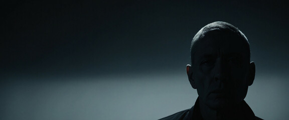 A person's silhouette against a dark background