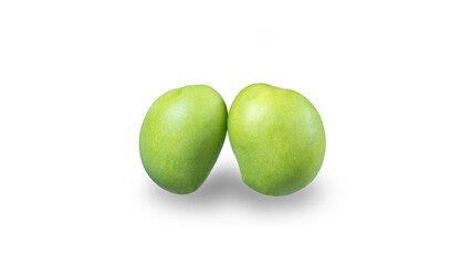 Small green mangoes isolated