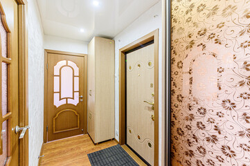 standard room interior apartment. room doors, renovation corridor lobby entrance hall